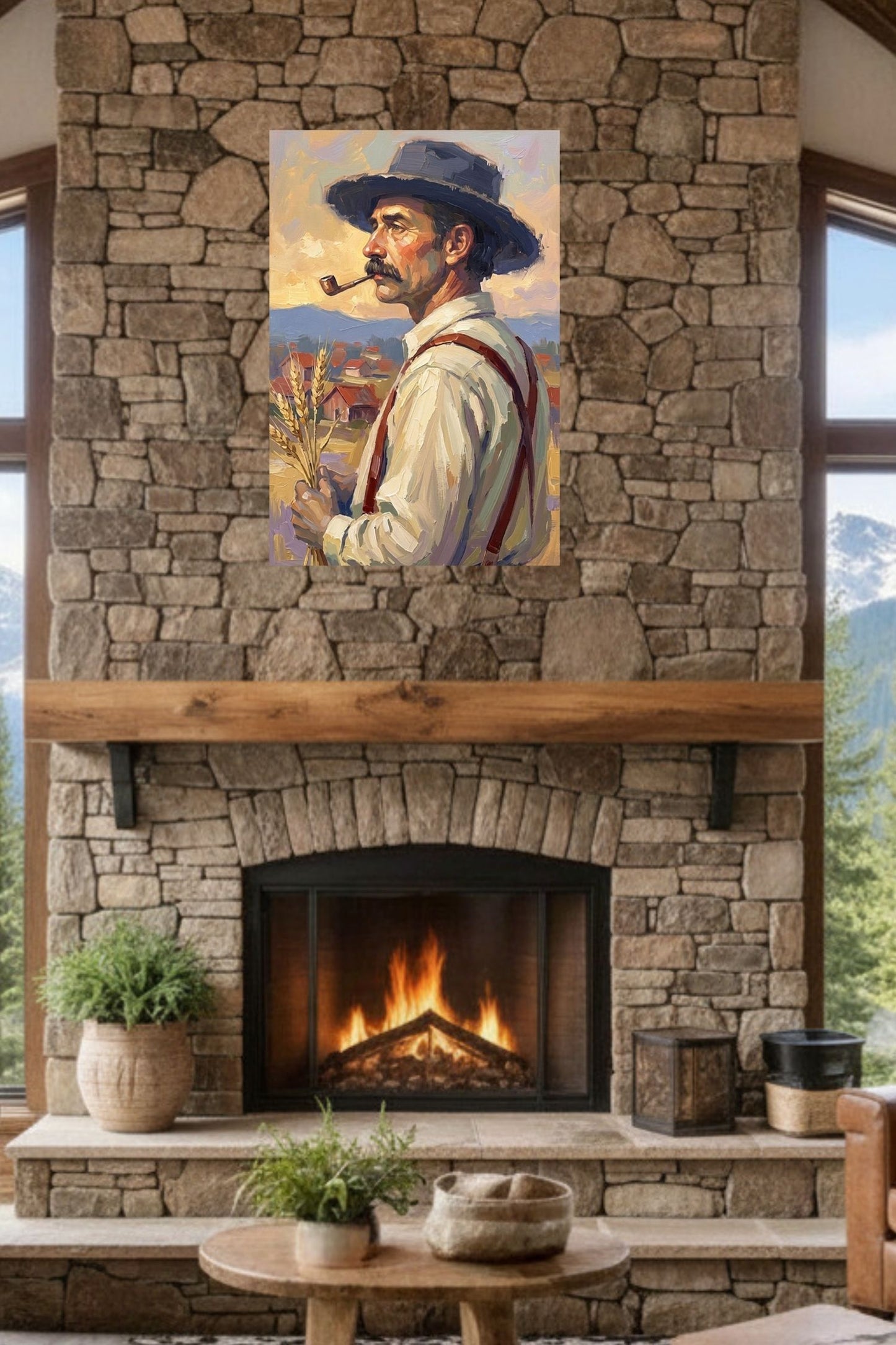 Farmer Man | Vintage Farm Print |Teresa Johnson Rural Wall Art | Harvest Impressionist Print | Giclée Paper • Wood • Metal • Canvas