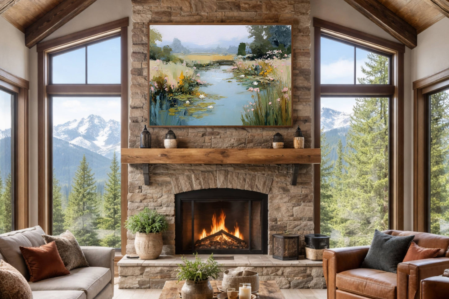 The Lily Pond| Impressionist Print| Water Garden Art| Lily Pad Pond Print| Giclee Paper- Wood- Metal- Canvas