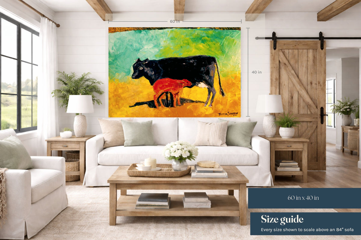 Allison's Cow and Calf Fine| Original Teresa Johnson Print | Western Decor |-Giclee Paper- Canvas