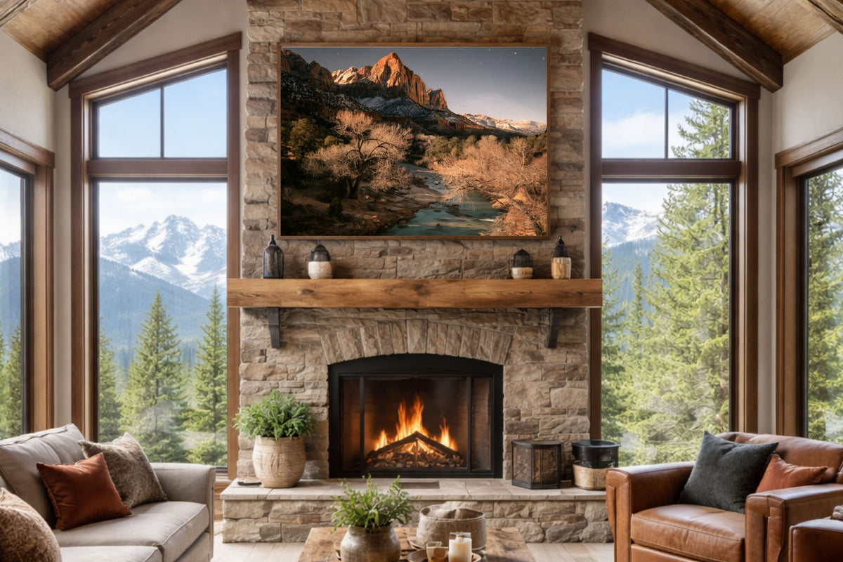 Last Light in Utah | Impressionist Mountain & River Landscape | Giclée Paper • Wood • Metal • Canvas