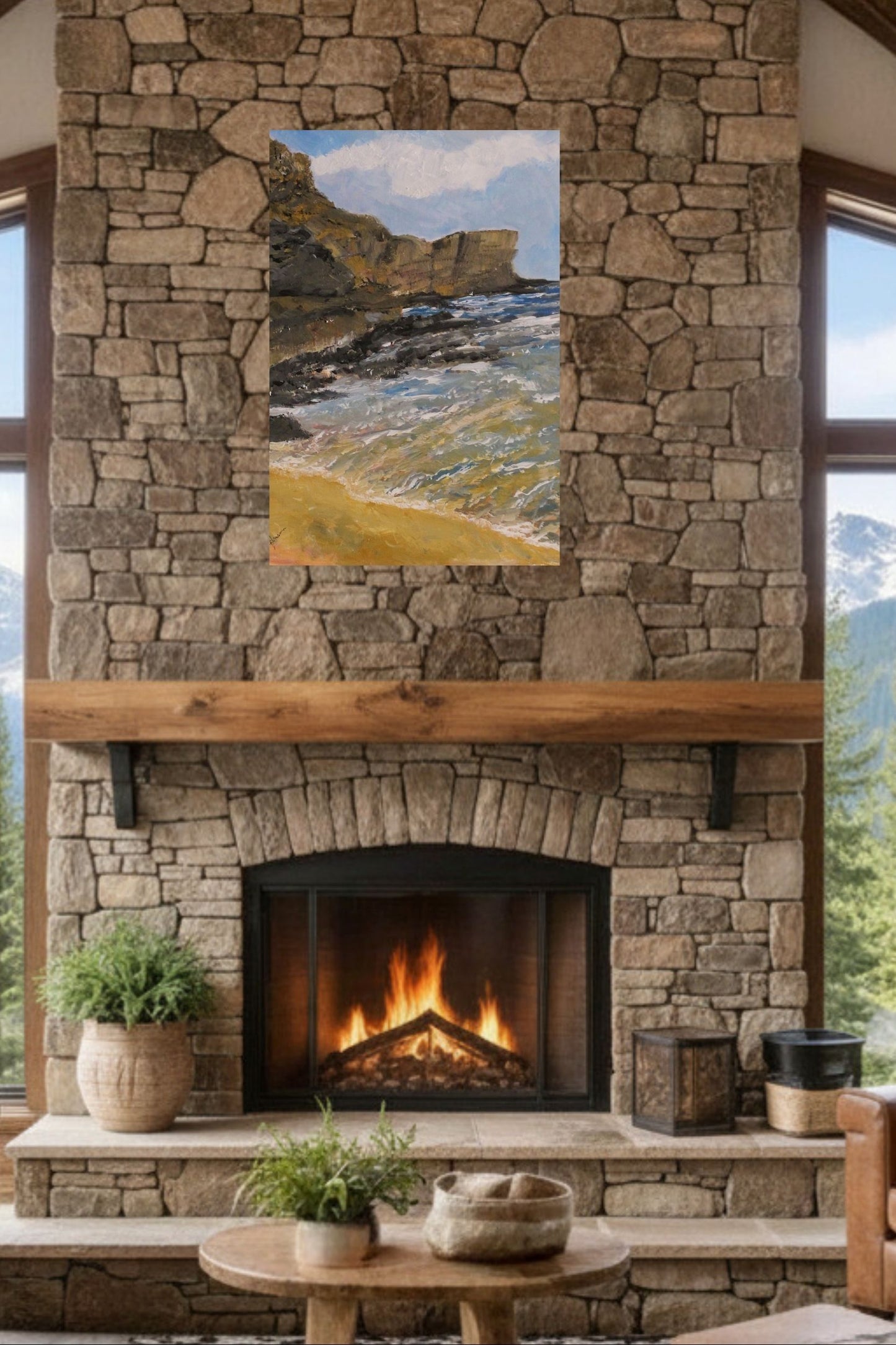 High Cliffs | Original Teresa Johnson Coastal Landscape | Ocean Cliff Wall Art | Seascape Giclée Print | Paper, Wood, Metal, Canvas