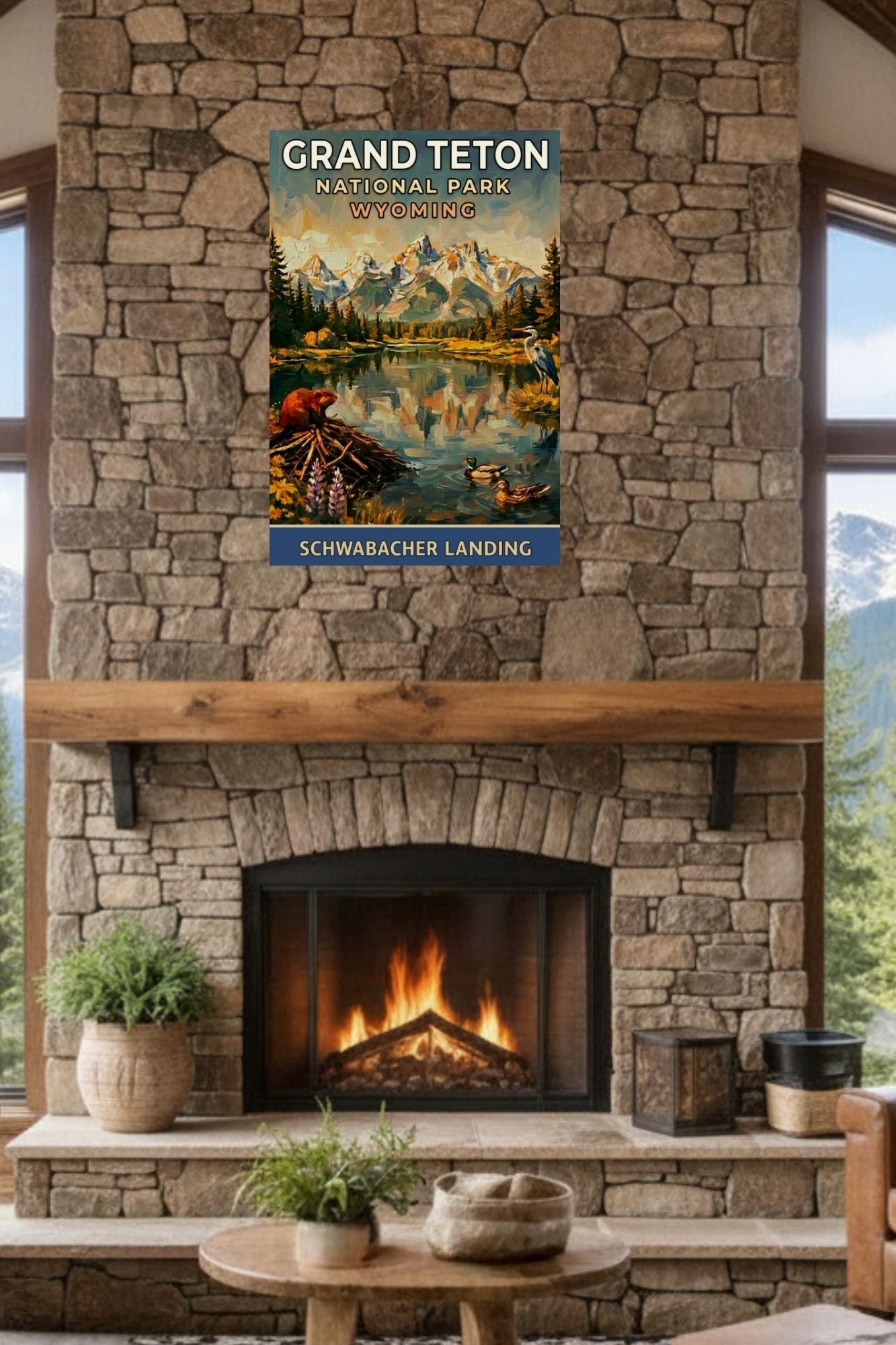 Schwabacher Landing| Grand Teton Mountain| Impressionist Print| Giclee Paper- Wood- Metal- Canvas