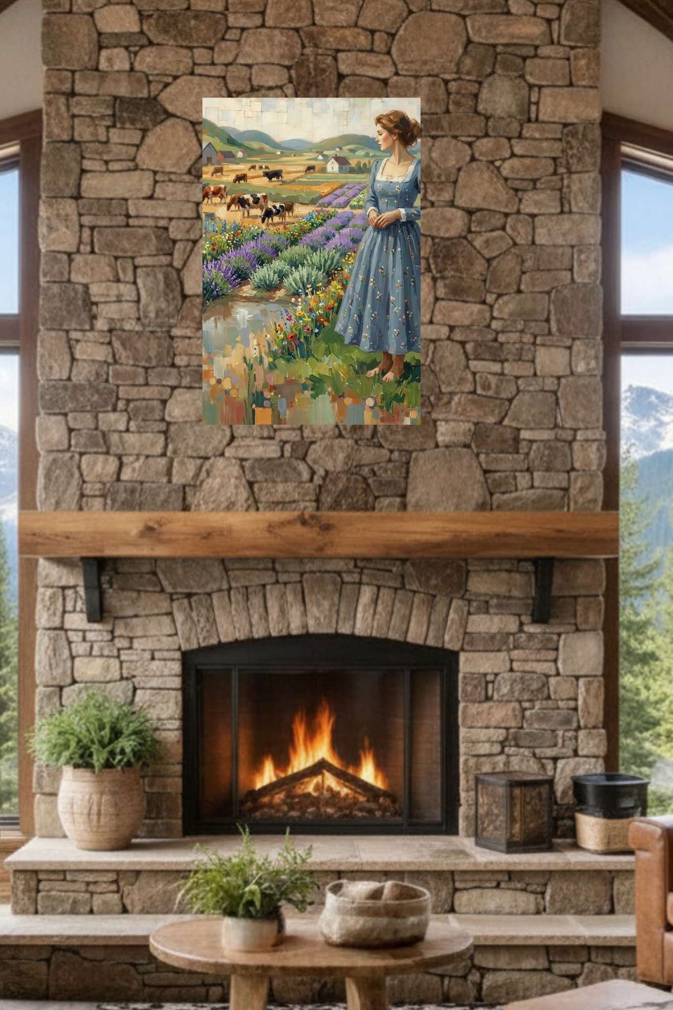 Farm Wildflowers and Pastures | Vintage Farm Landscape Art | Giclée Paper • Wood • Metal • Canvas