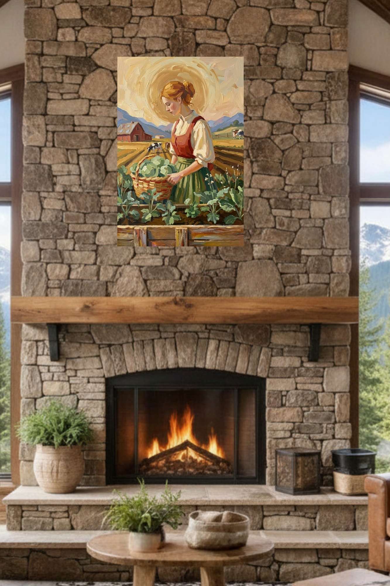 Harvest The Garden| Vintage Style Print| Farm Cow Art| Giclee Paper- Wood- Metal- Canvas