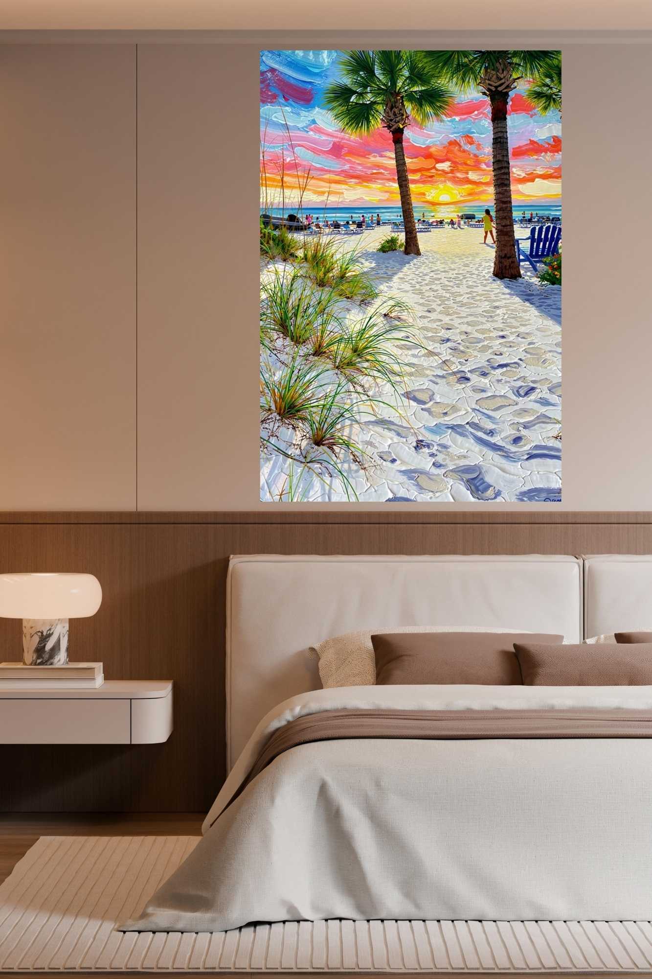 Peaceful Shores | Coastal Beach| Palm Tree Art| Giclee Paper- Wood- Metal- Canvas