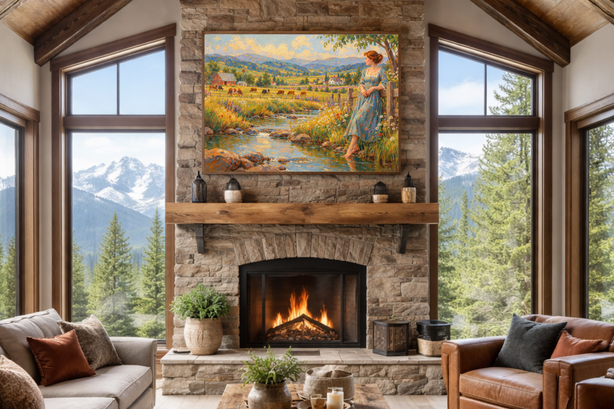 Barefoot Where The Wildflowers Grow | Vintage Farm Landscape Art | Giclee Paper • Wood • Metal • Canvas