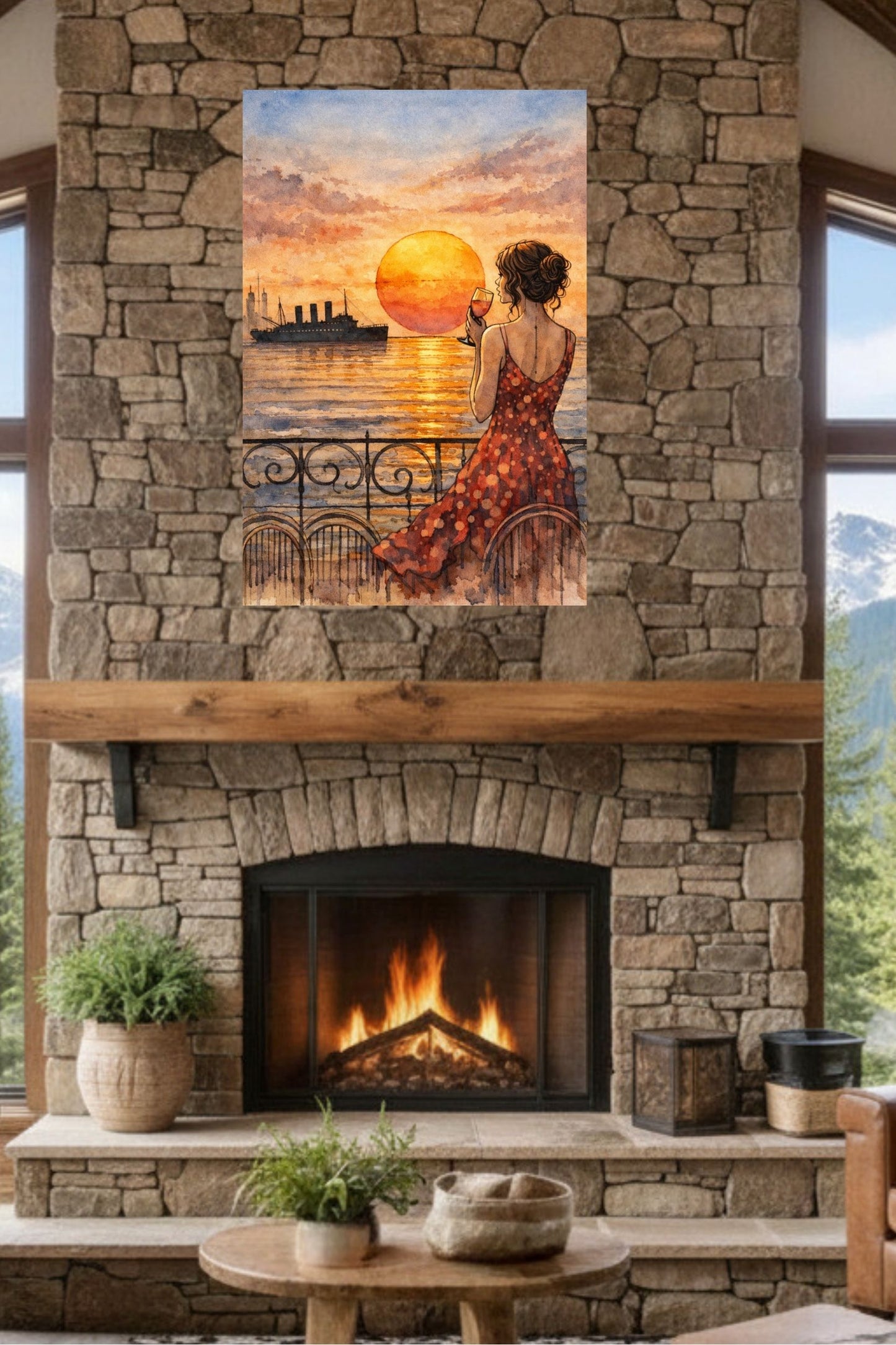 Sunset Views Of Caribbean Ship| Coastal Ocean Art. Giclee Paper- Wood- Metal- Canvas