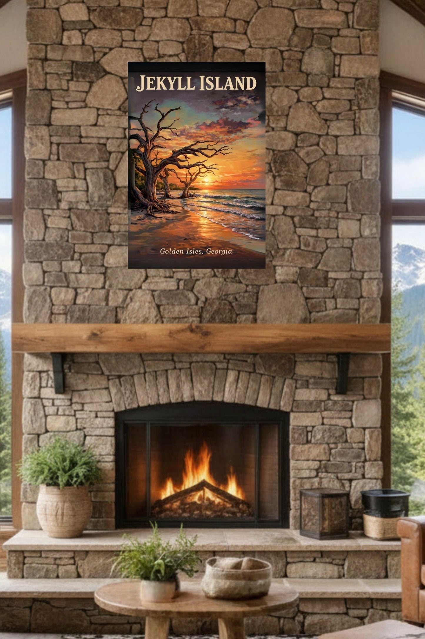 Jekyll Island |Driftwood Print| Beach at Sunrise| Ocean Beach Art Print| Travel Poster| Giclee Paper- Wood- Metal- Canvas