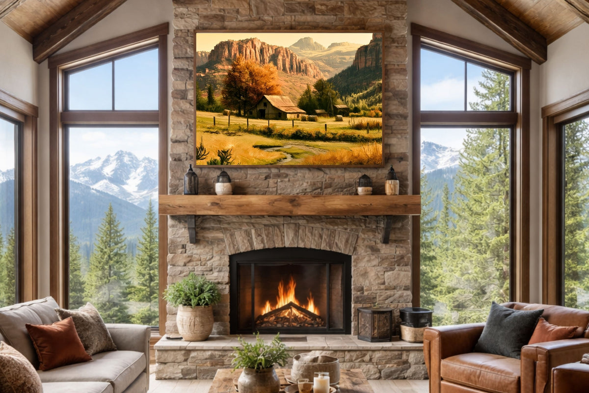 Autumn Beneath The Mountains | Impressionist Mountain Landscape Art | Giclée Paper • Wood • Metal • Canvas