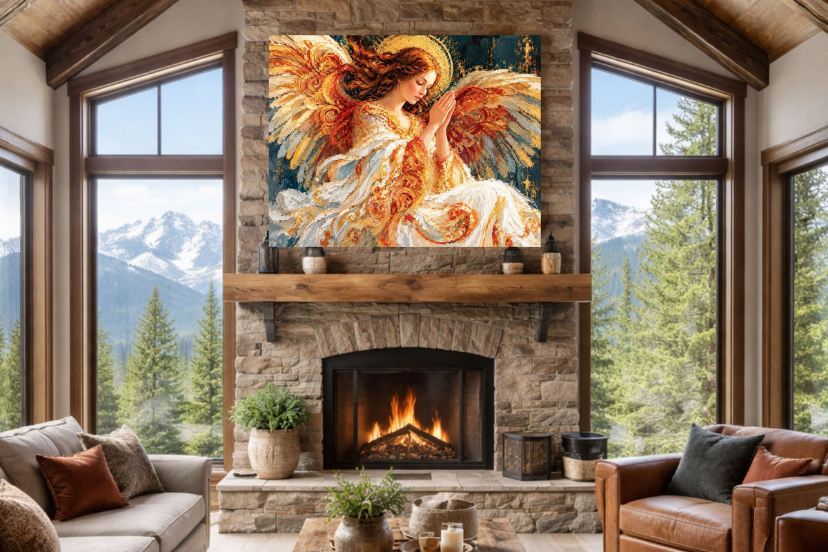 In The Stillness Of Prayer  Praying Angel Wall Art  Prints Canvas Wood Or Metal Art