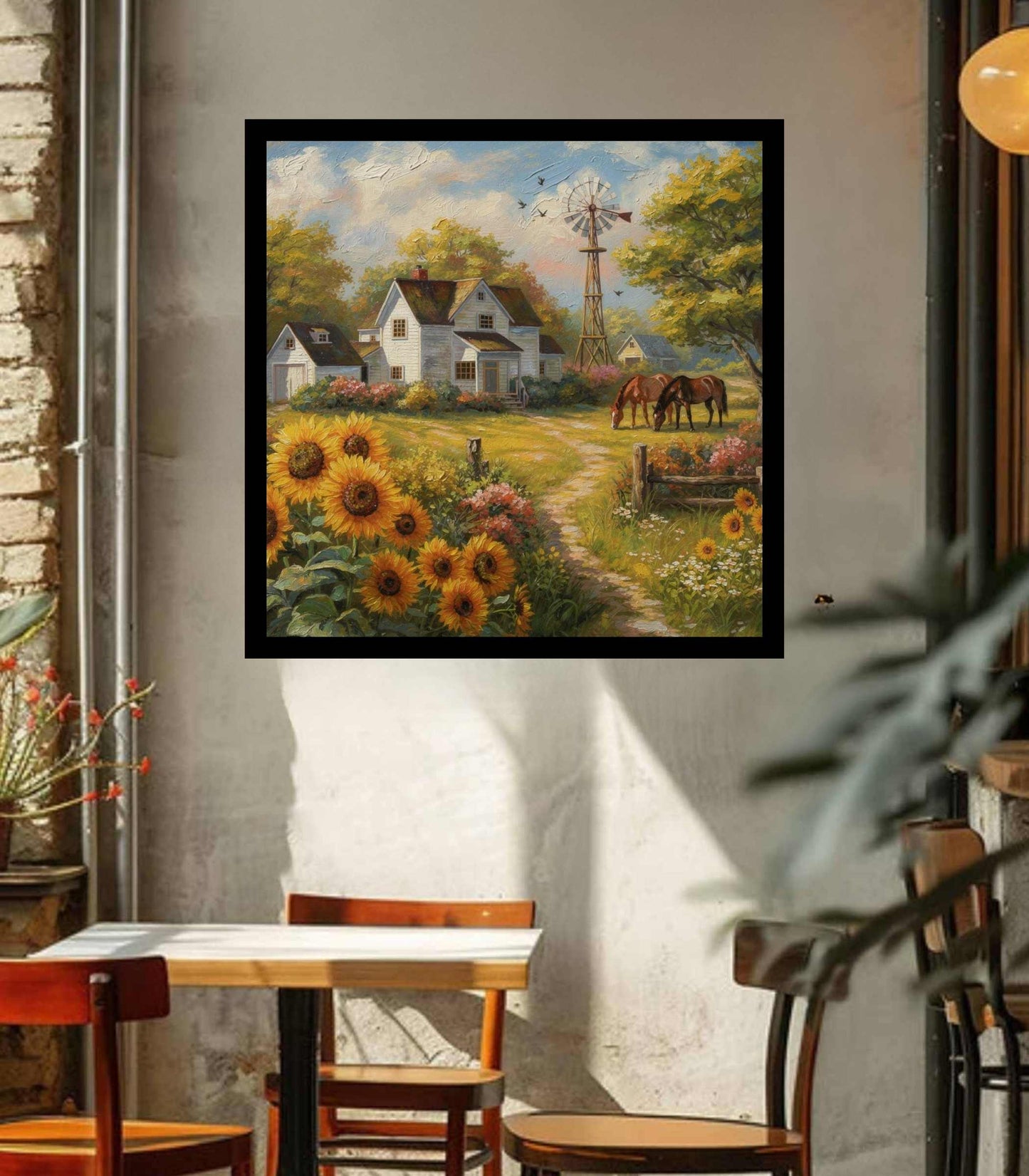 Sunflower Farm | Bee Art Prints| Farmhouse Garden Prints| Giclee Paper- Wood- Metal- Canvas
