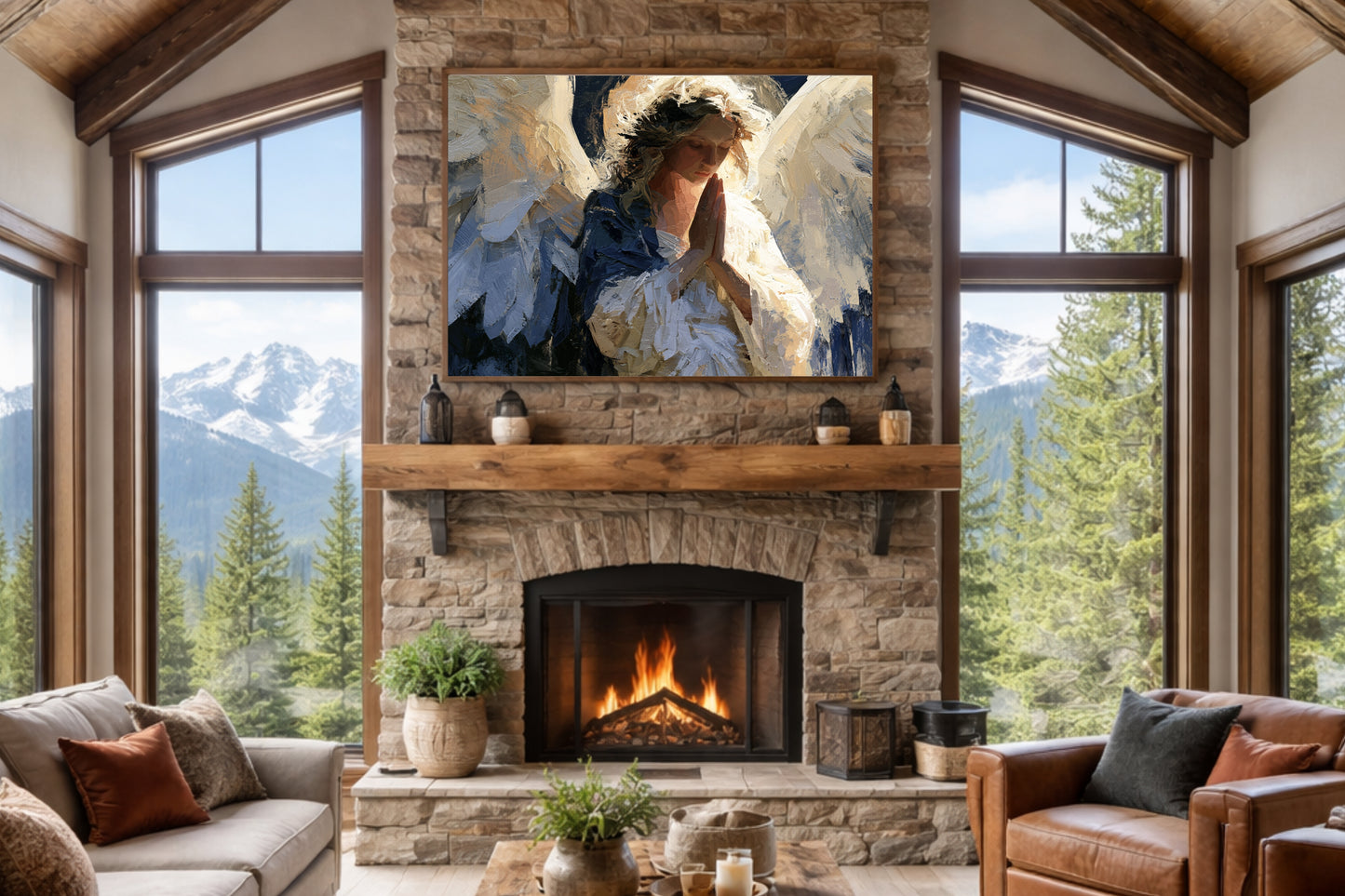 The Prayer Of An Angel | Praying Angel Art | Christian Wall Decor | Inspirational Faith Art