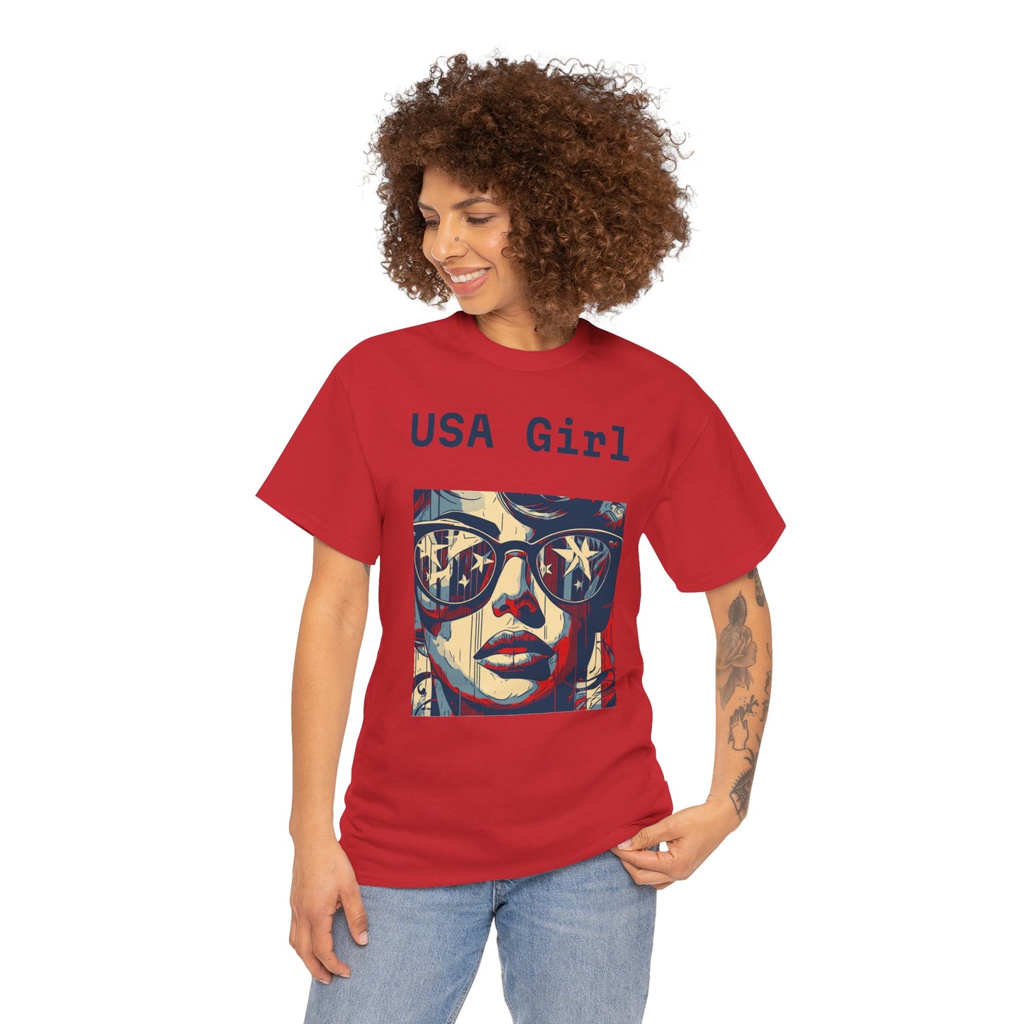 "USA Girl" - Amazing Unisex Heavy Cotton Short Sleeve Tee Shirts!