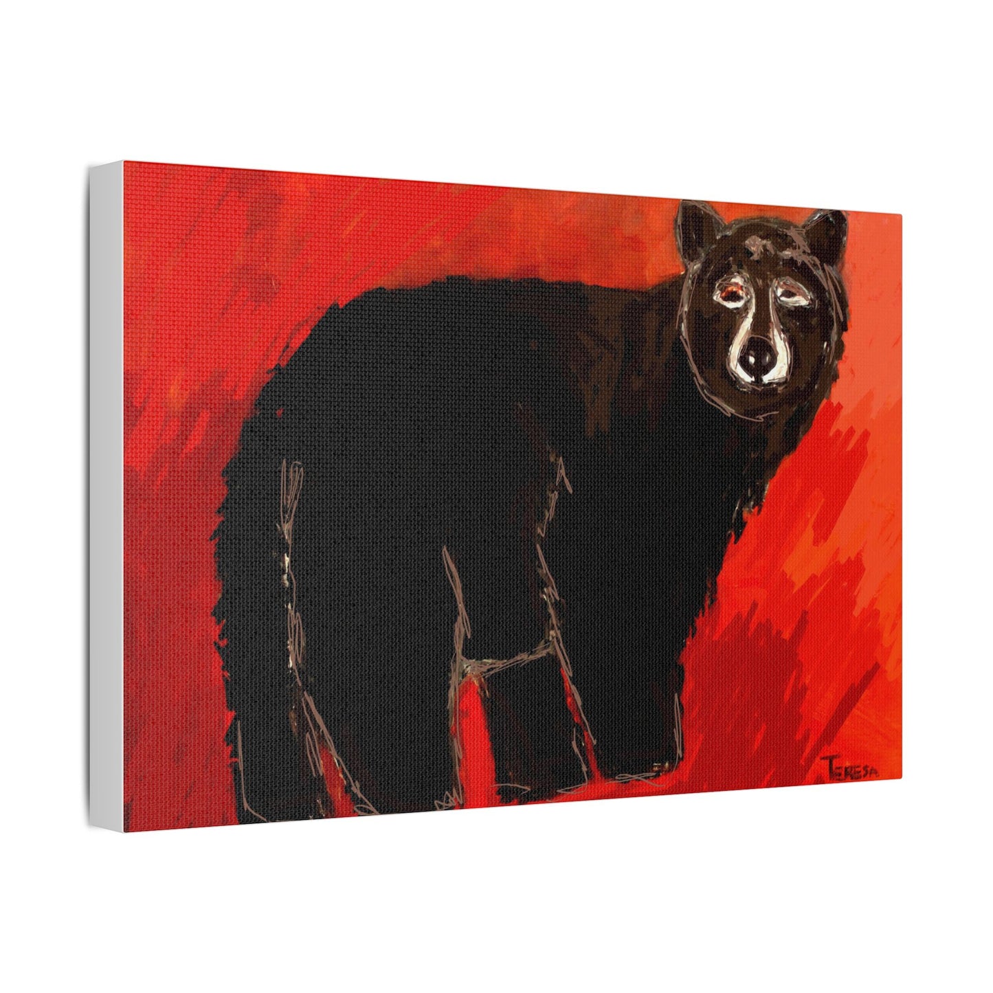 Black Bear- Art- Gallery Wrapped- Satin Stretched Canvas Gallery Wraps - No Frame Needed