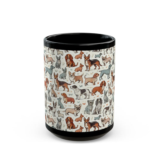Doggies- 11 oz or 15 oz Ceramic Black Mugs