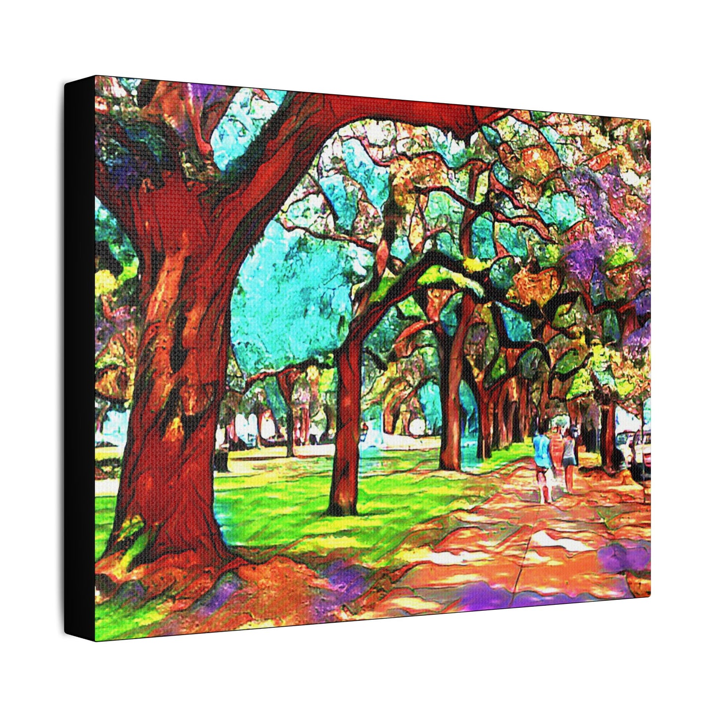 Walk in the Park- Art- Gallery Wrapped- Satin Stretched Canvas Gallery Wraps - No Frame Needed