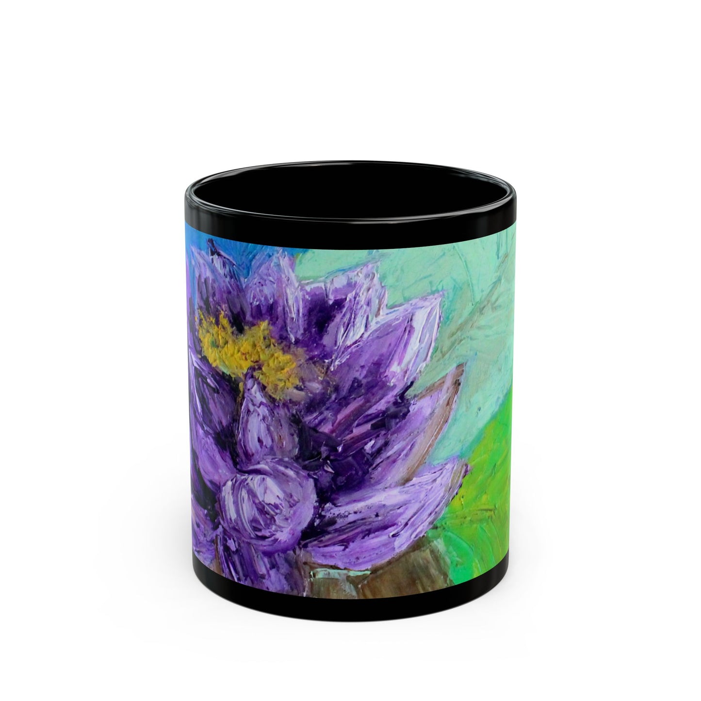 Gibbs Garden Purple Beauty- 11 oz or 15 oz Ceramic Black Mugs