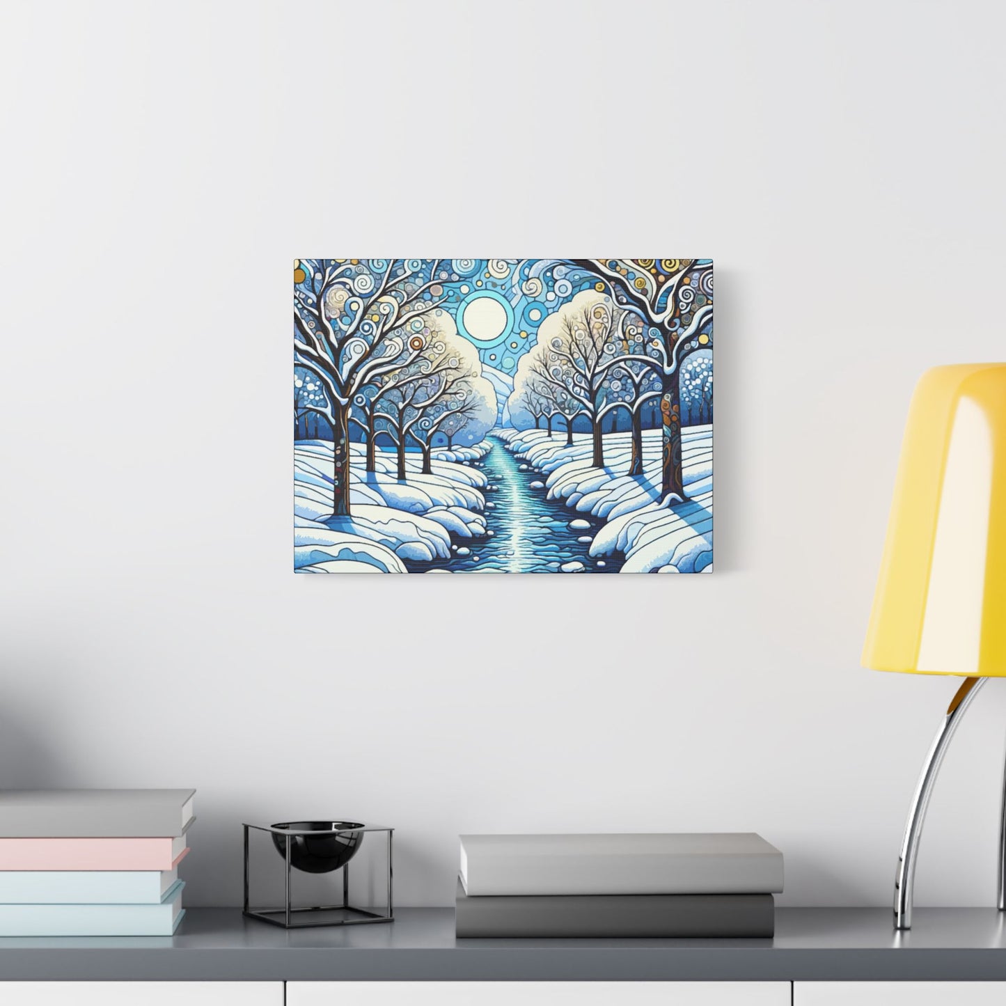 Winter Stream- Art- Gallery Wrapped- Satin Stretched Canvas Gallery Wraps - No Frame Needed