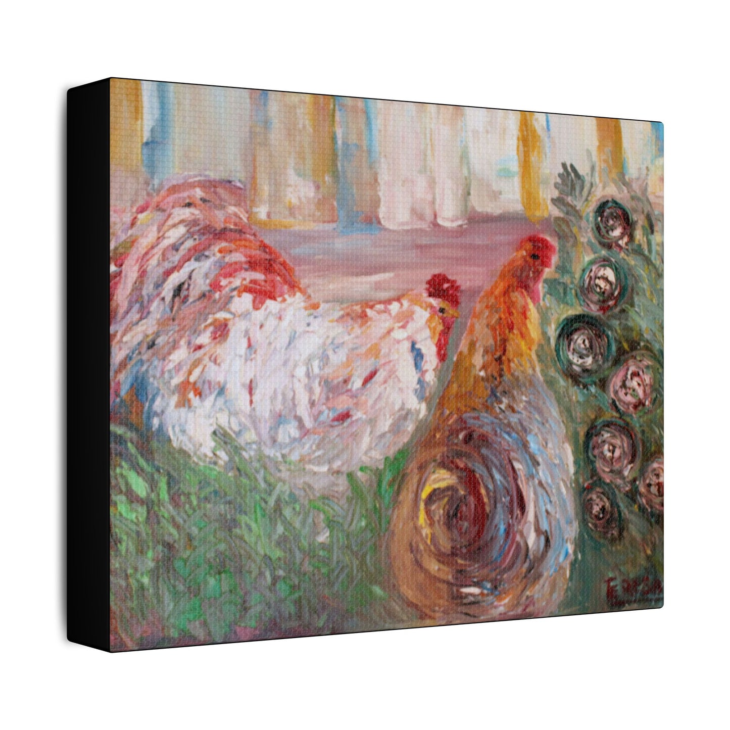 Betsy's Chicken- Art- Gallery Wrapped- Satin Stretched Canvas Gallery Wraps - No Frame Needed