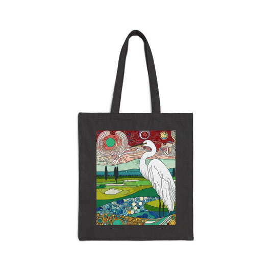 "Florida Egret" Stylish Cotton Canvas Tote Bag