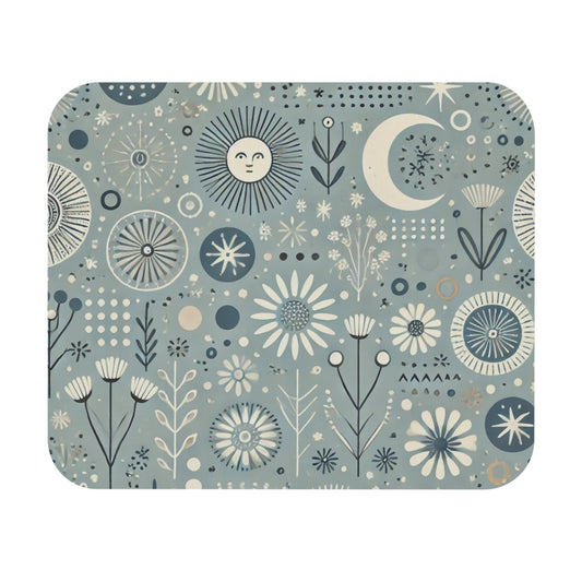Sun, Moon, and Flowers Mousepad