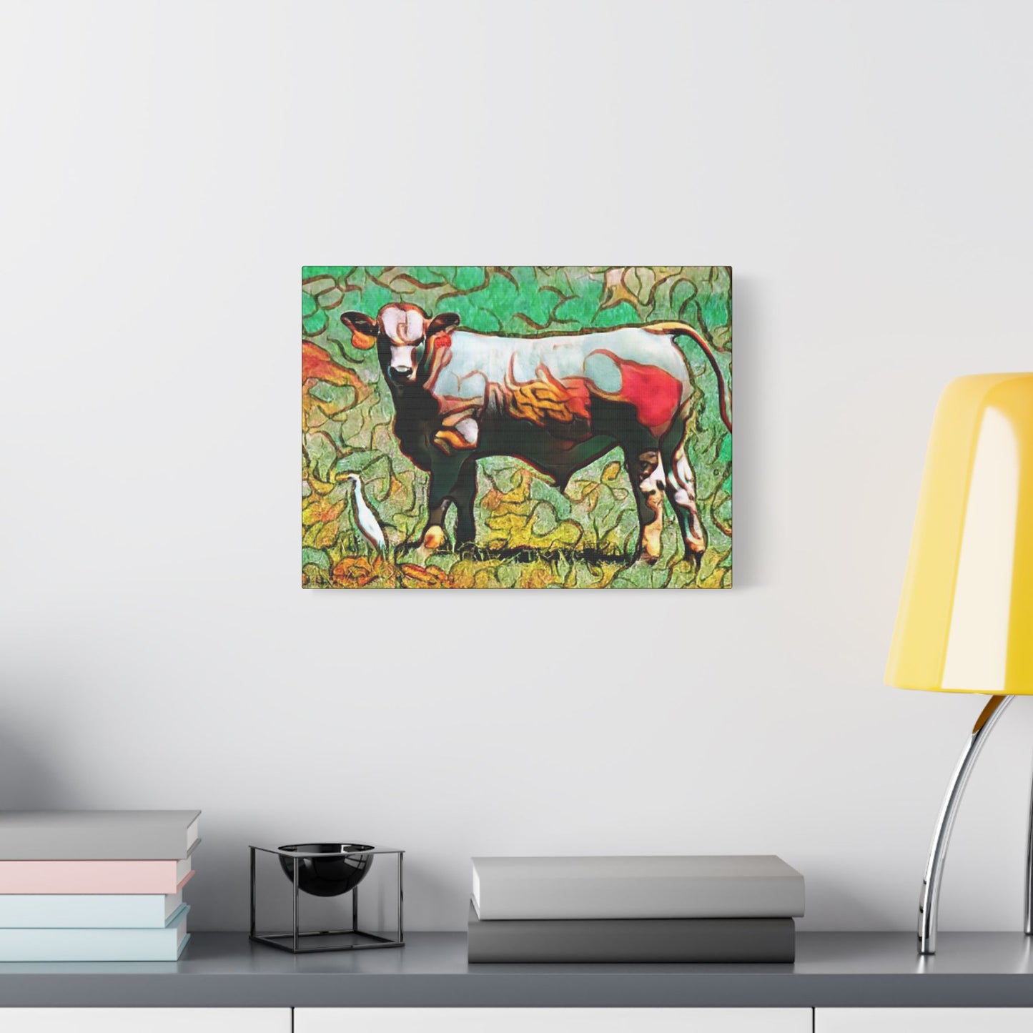 The Cow and Egert- Art- Gallery Wrapped- Satin Stretched Canvas Gallery Wraps - No Frame Needed