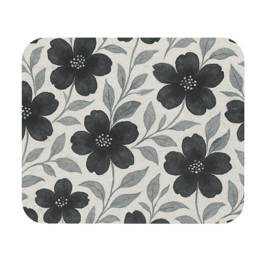 Black with Silver Flowers Mousepad