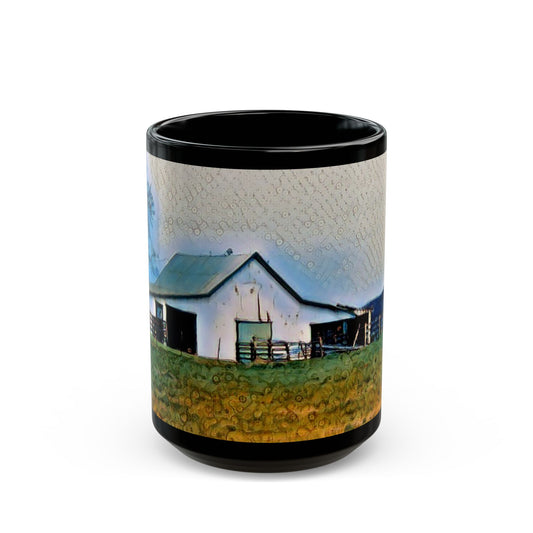 Blue Roof Barn - 11 oz or 15 oz Ceramic Black Mugs