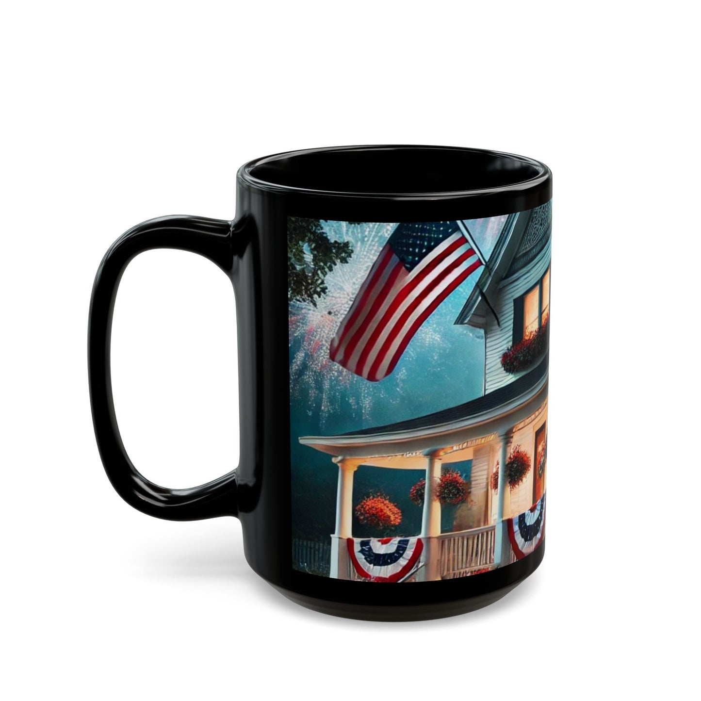 Celebrate USA- 11 oz or 15 oz Ceramic Black Mugs