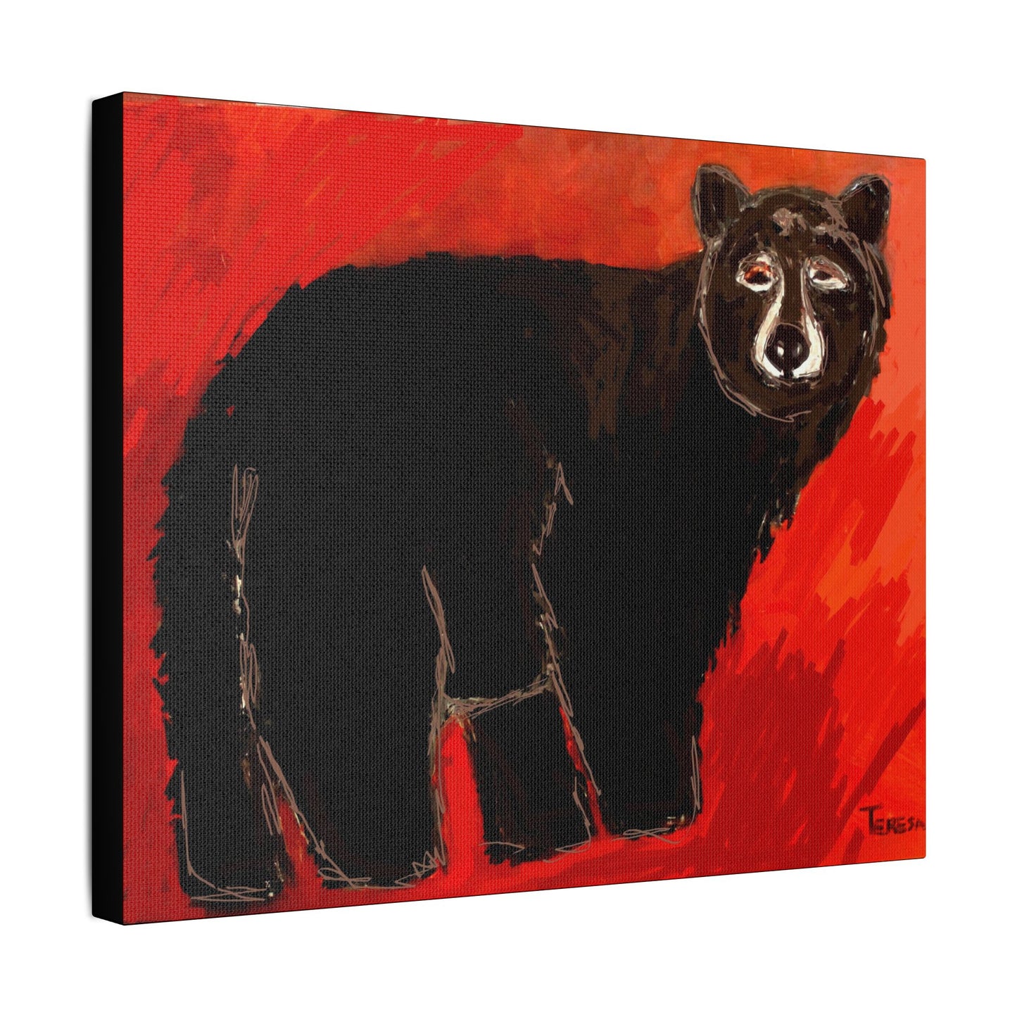 Black Bear- Art- Gallery Wrapped- Satin Stretched Canvas Gallery Wraps - No Frame Needed