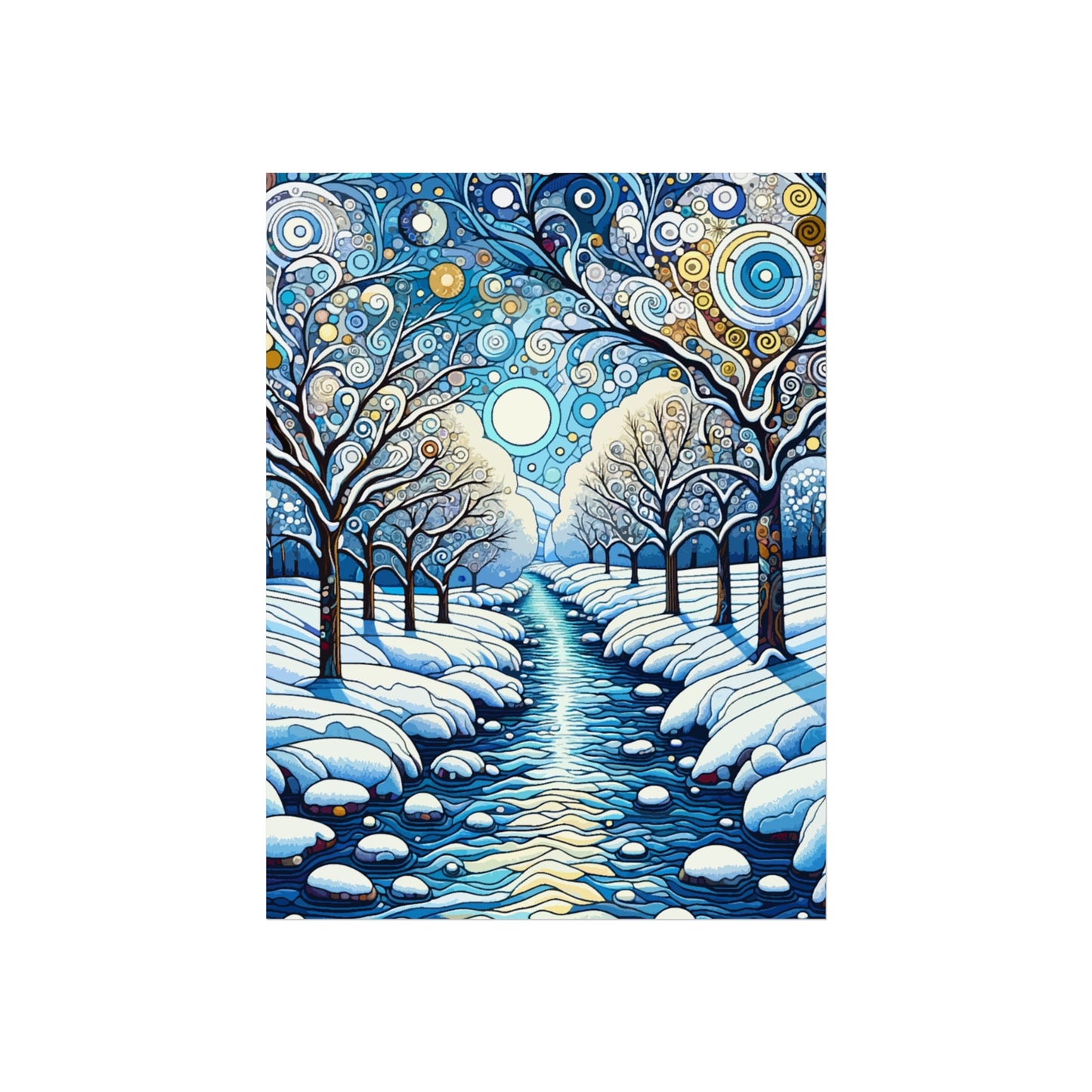 Winter Stream- Art- Giclée Technique Fine Art Posters- No Frame