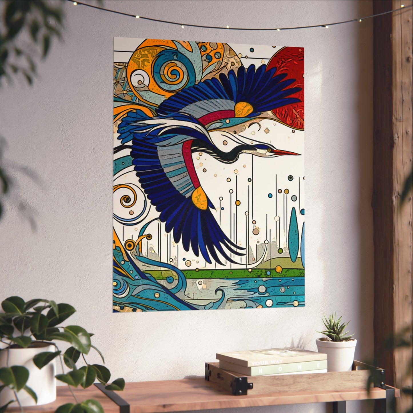 Blue Heron- Art- Giclée Technique Fine Art Posters- No Frame