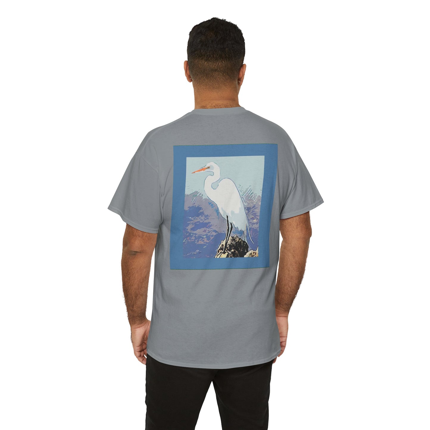 White Egret- Amazing Unisex Heavy Cotton Short Sleeve Tee Shirts!