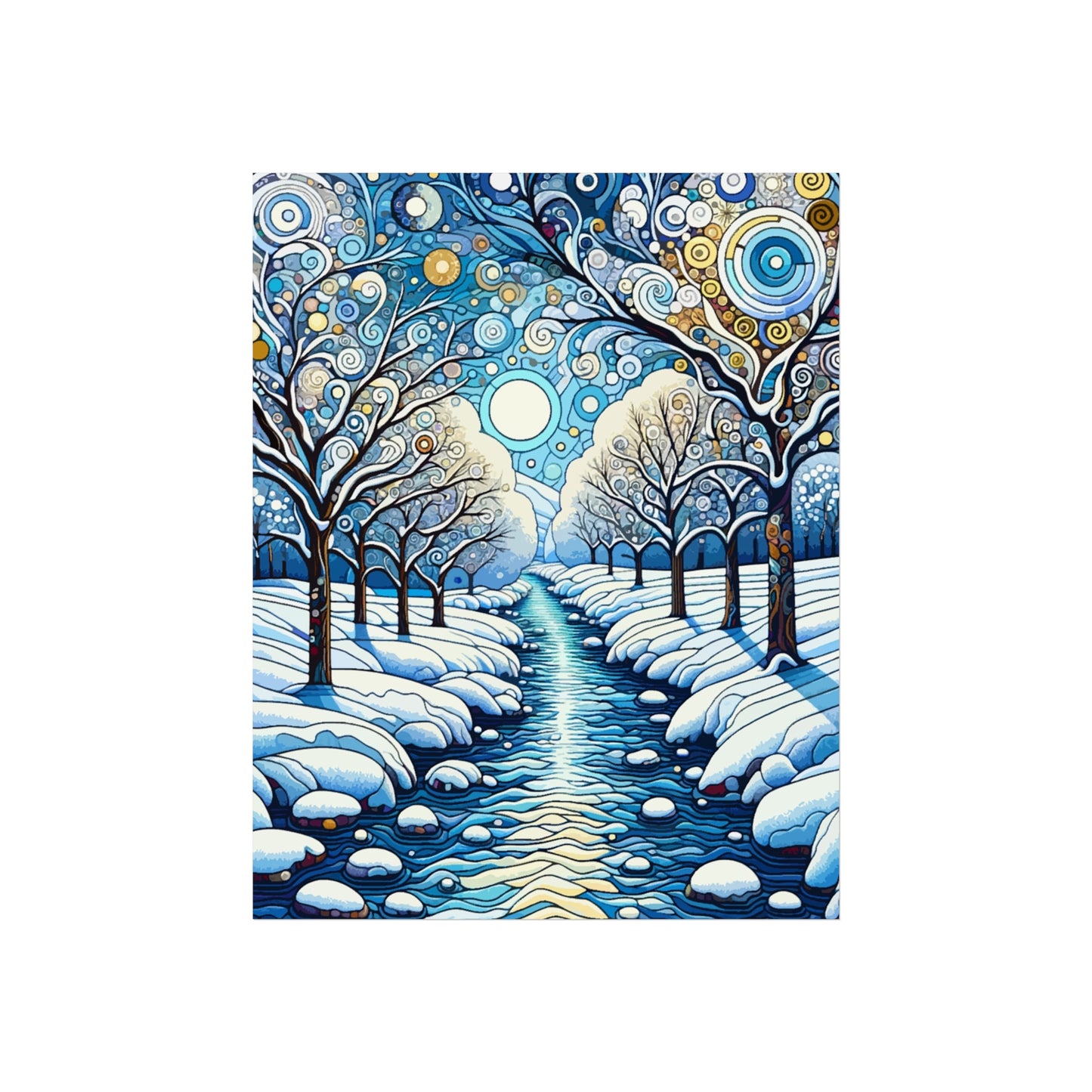 Winter Stream- Art- Giclée Technique Fine Art Posters- No Frame