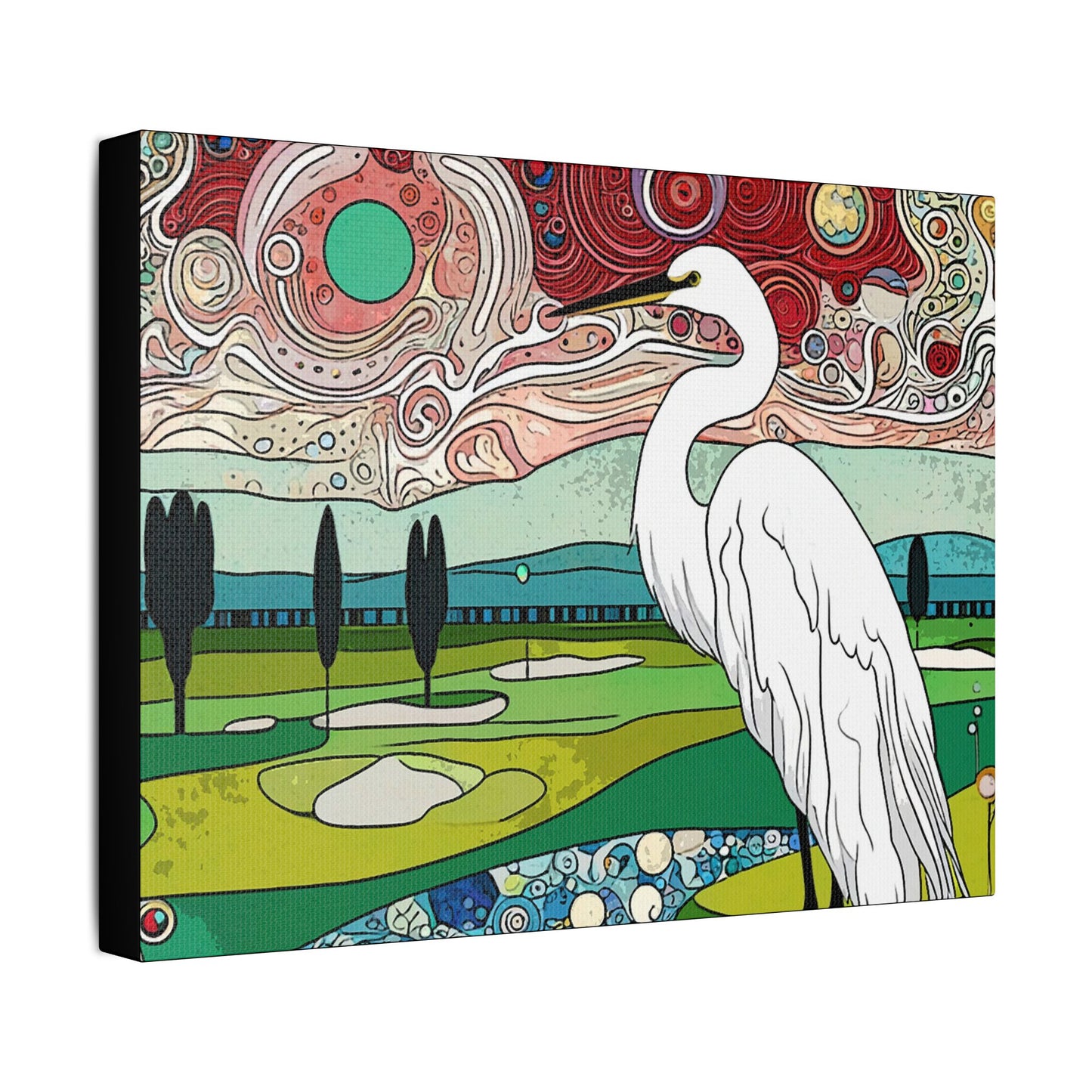 Florida Egret- Art- Gallery Wrapped- Satin Stretched Canvas Gallery Wraps - No Frame Needed