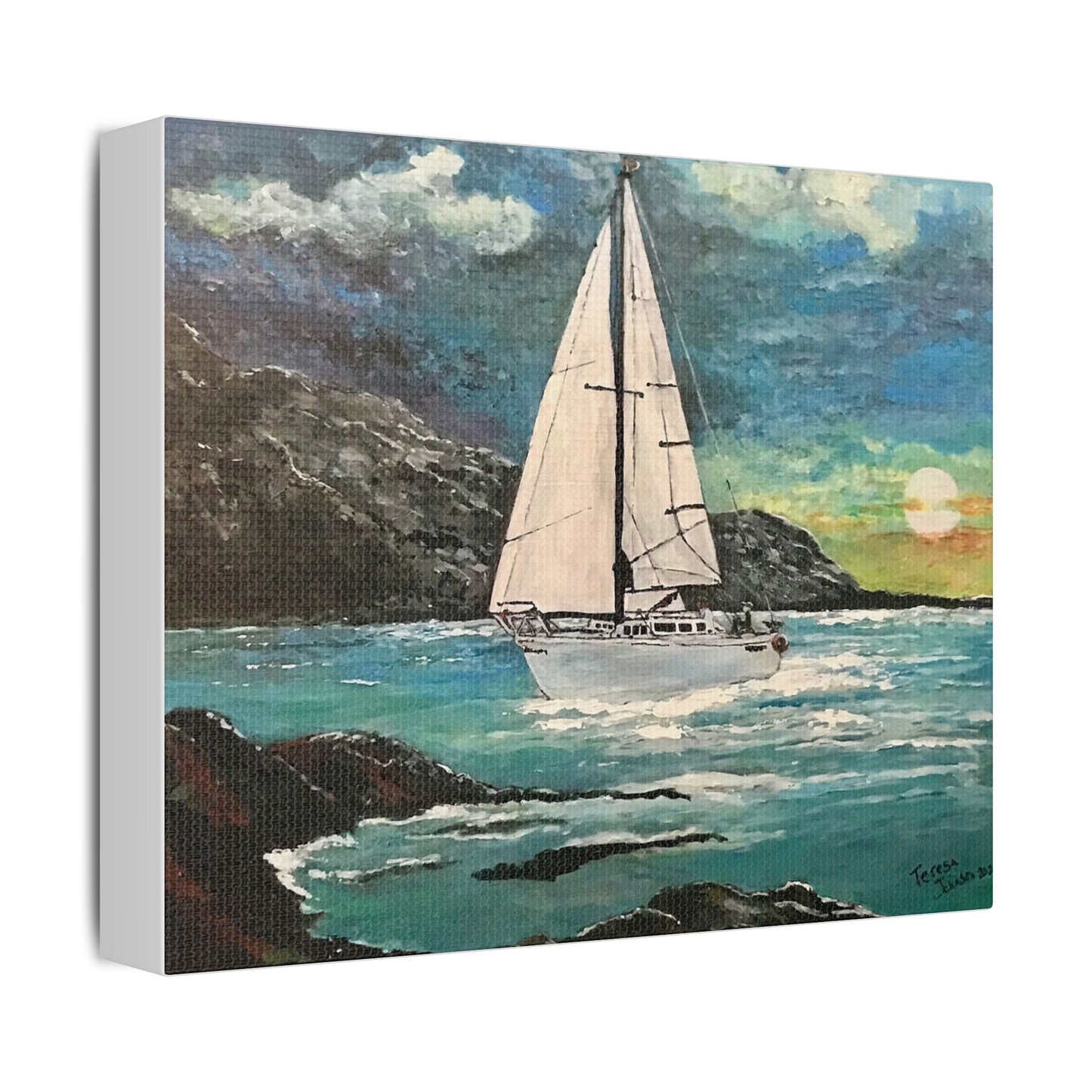 Tropical Sailing- Art- Gallery Wrapped- Satin Stretched Canvas Gallery Wraps - No Frame Needed