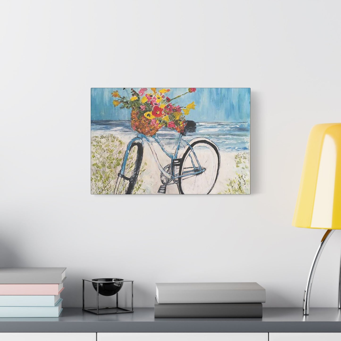 Biking on the Beach- Art- Gallery Wrapped- Satin Stretched Canvas Gallery Wraps - No Frame Needed