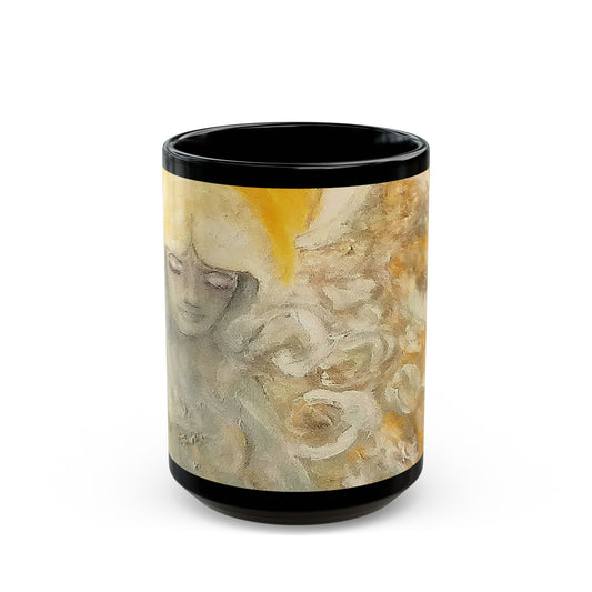 Angels watch over Thee- 11 oz or 15 oz Ceramic Black Mugs