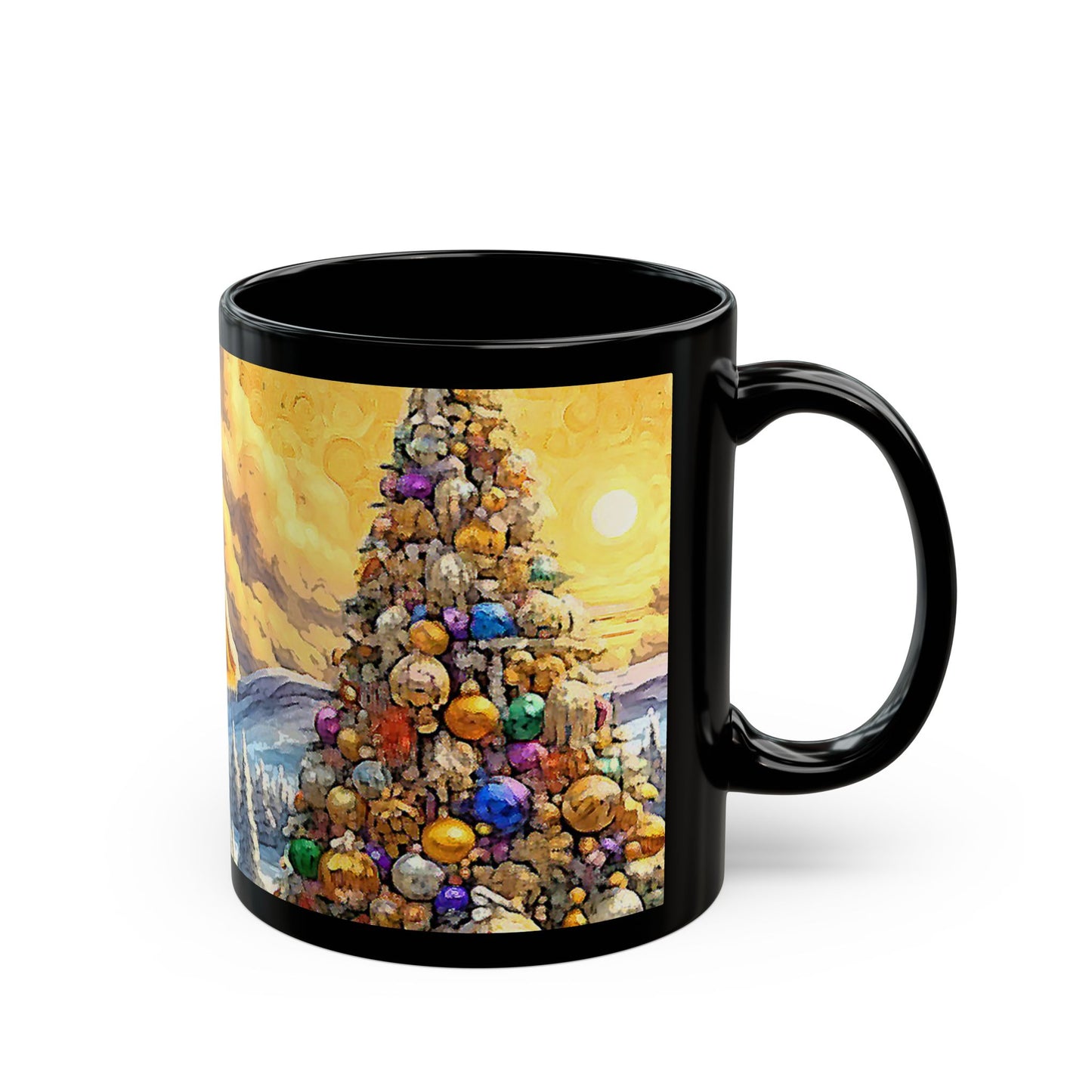 Christmas Magic - 11 oz or 15 oz Ceramic Black Mugs