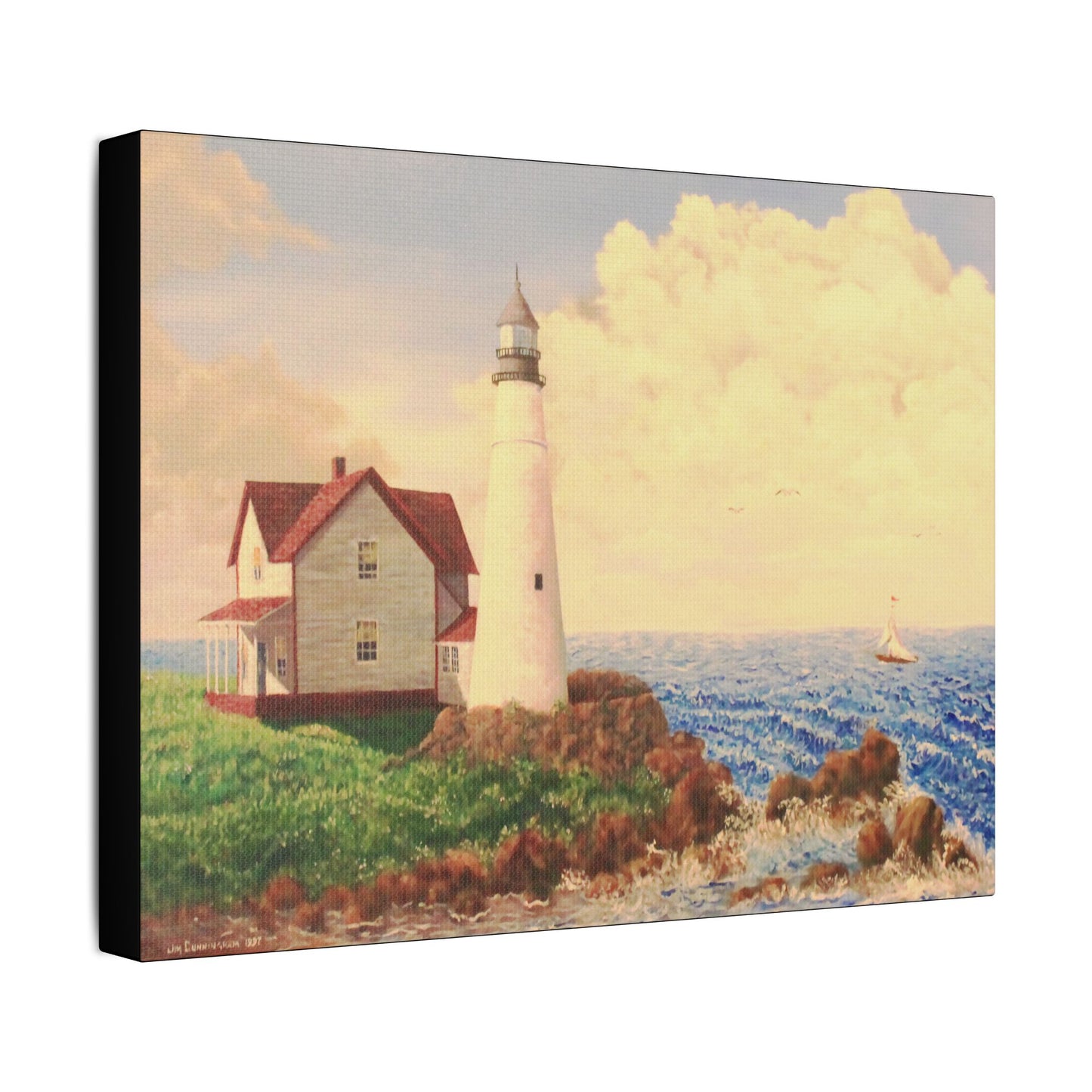 The Lighthouse- Art- Gallery Wrapped- Satin Stretched Canvas Gallery Wraps - No Frame Needed