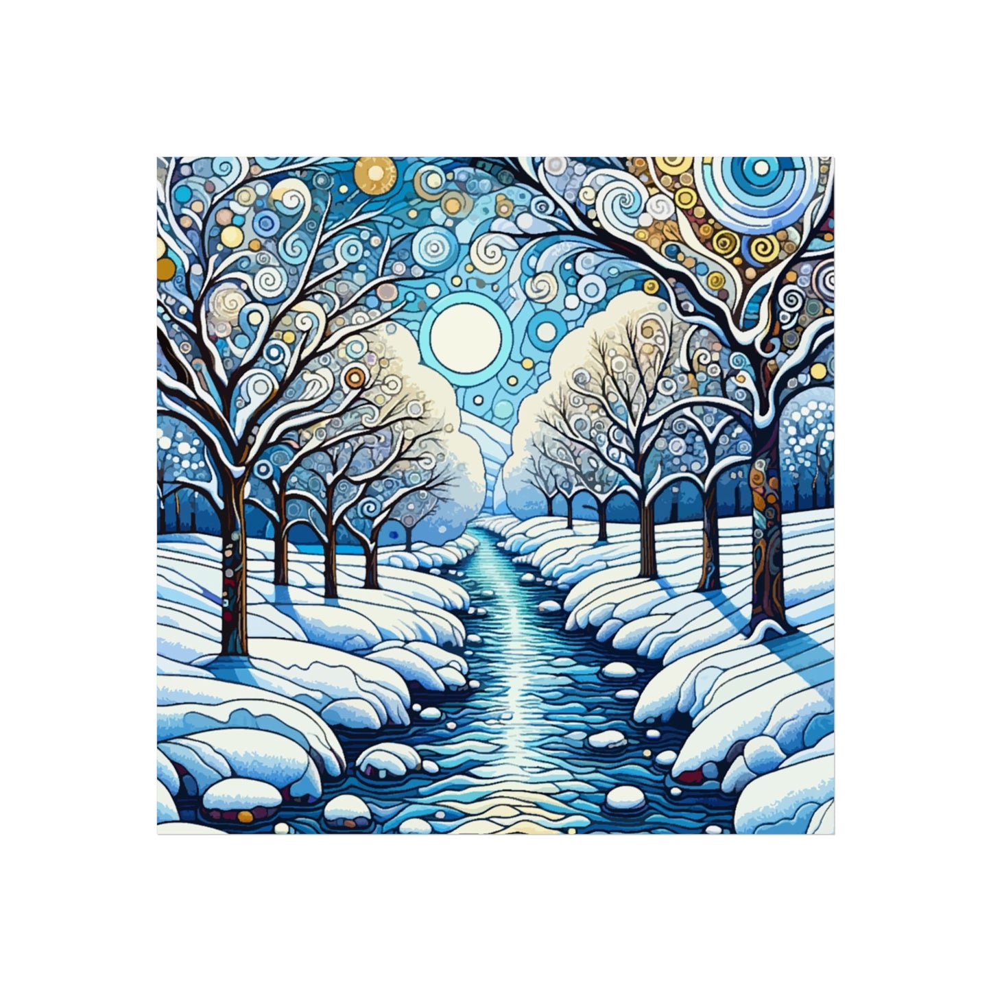 Winter Stream- Art- Giclée Technique Fine Art Posters- No Frame