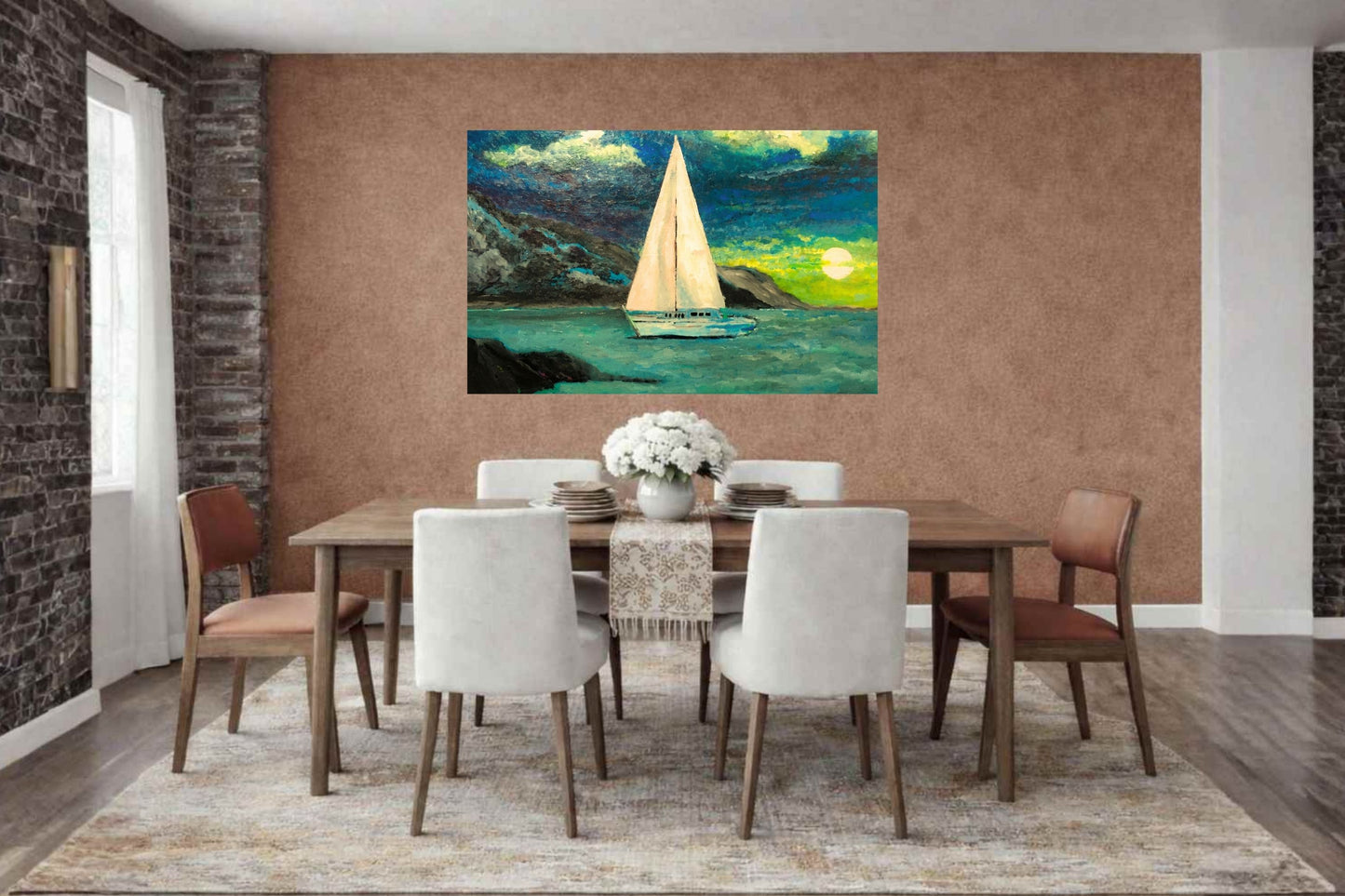 Sailing Past the Point | Original Teresa Johnson Coastal Sailboat Art | Ocean Seascape | Nautical Wall Decor | Giclée Paper • Wood • Metal • Canvas