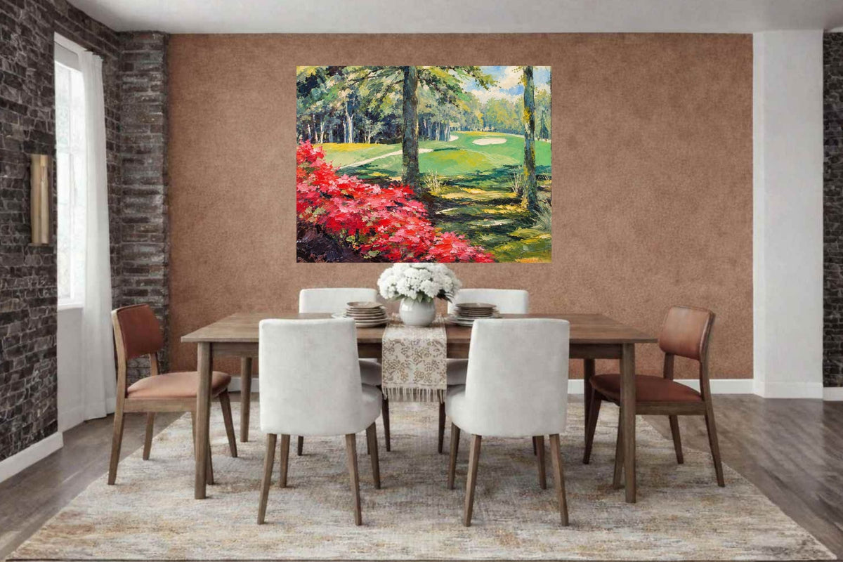 Azaleas Along the Fairway | Southern Golf Course Art | Giclée Paper • Wood • Metal • Canvas