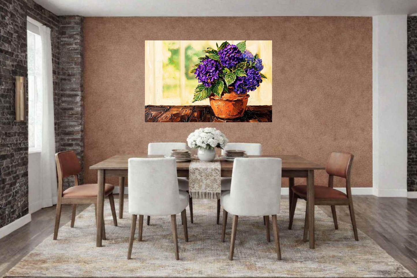 French Country Hydrangeas | Purple Hydrangea Floral Art Print | Cottage Garden Wall Decor | Giclée Paper, Canvas, Wood & Metal