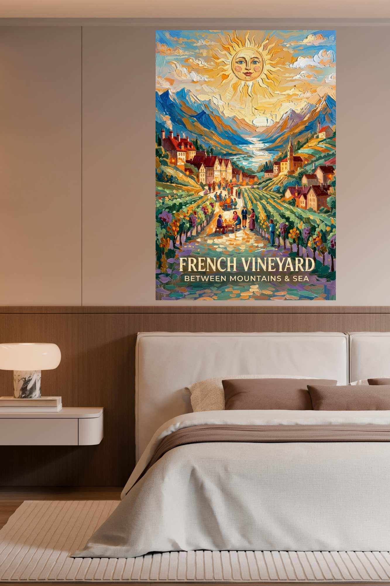 French Vineyard Between Mountain and Sea| Travel Print| Giclee Paper- Wood- Metal- Canvas