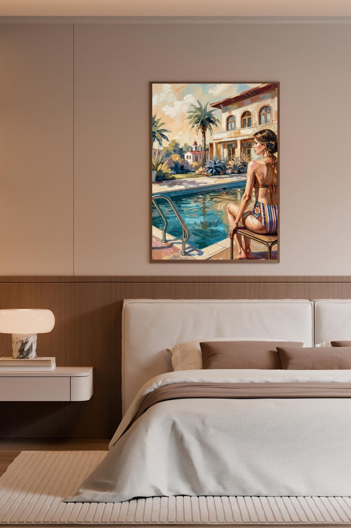 By the Pool, Bahamas | Tropical Resort Wall Art | Island Vacation Impressionist Painting | Giclée Paper • Canvas • Wood • Metal