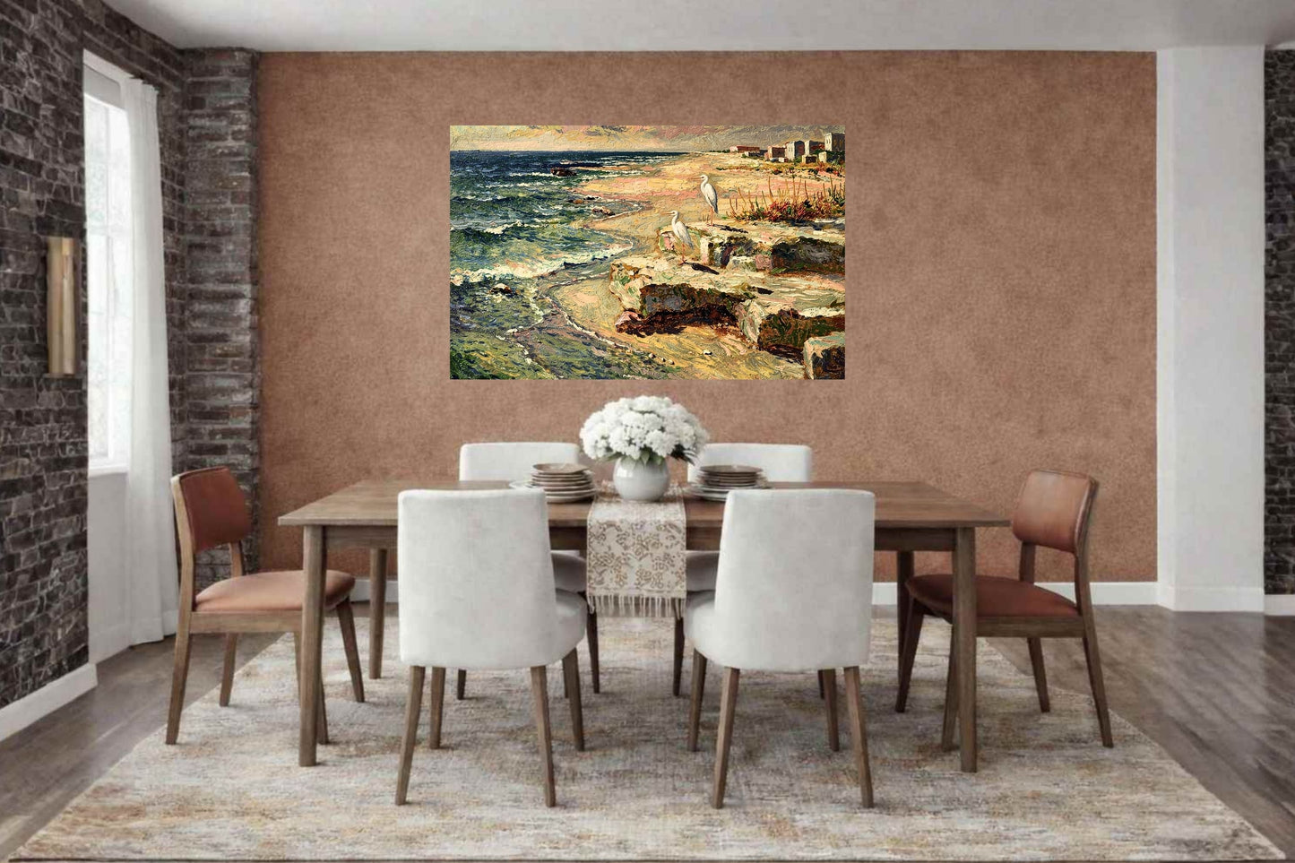Coastal Herons – Impressionist Print| Beach Print| Shorebirds at the Surf| Coastal Wall Art| Giclée on Canvas, Wood, Metal, Fine Art Paper