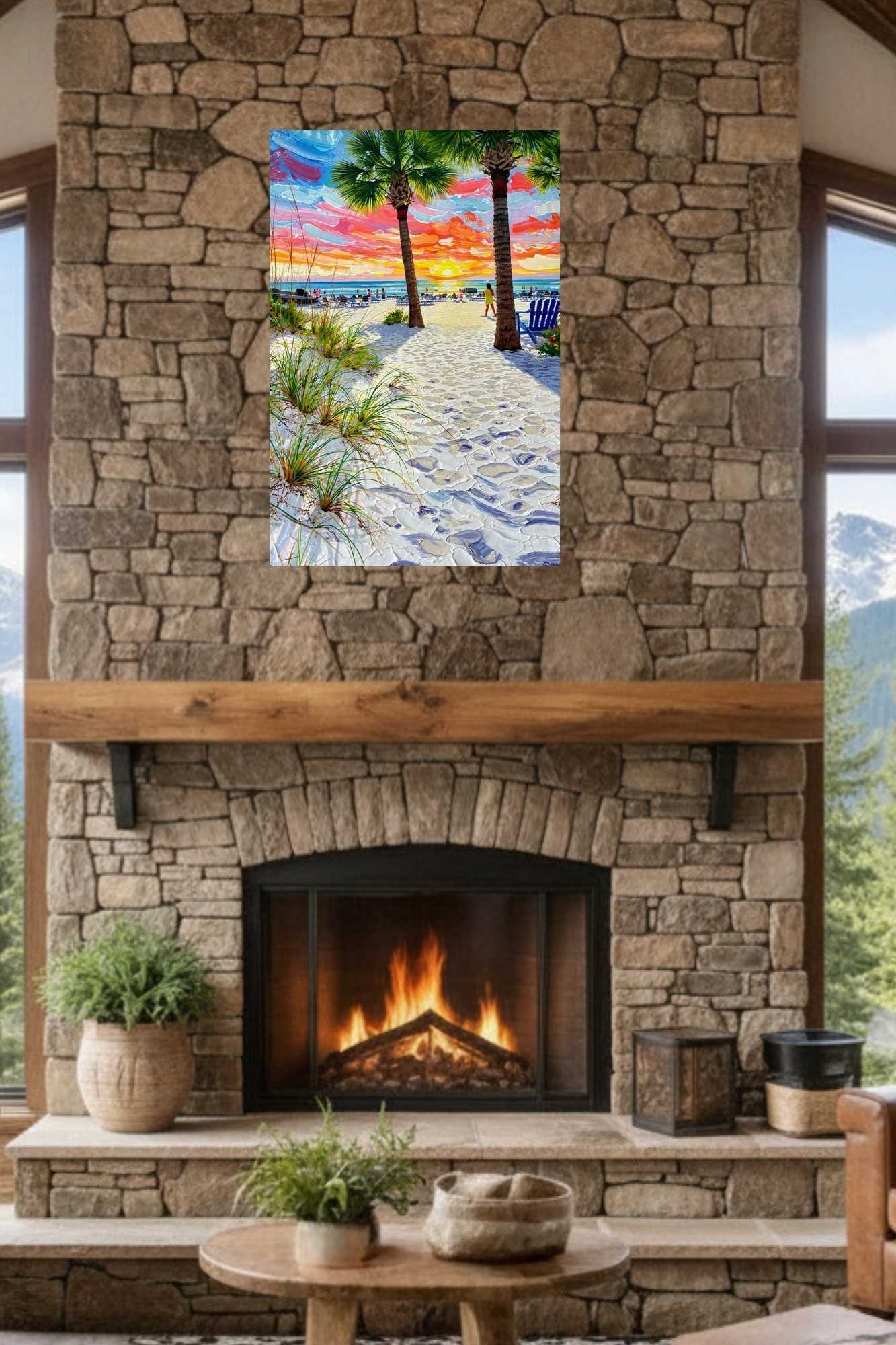 Peaceful Shores | Coastal Beach| Palm Tree Art| Giclee Paper- Wood- Metal- Canvas