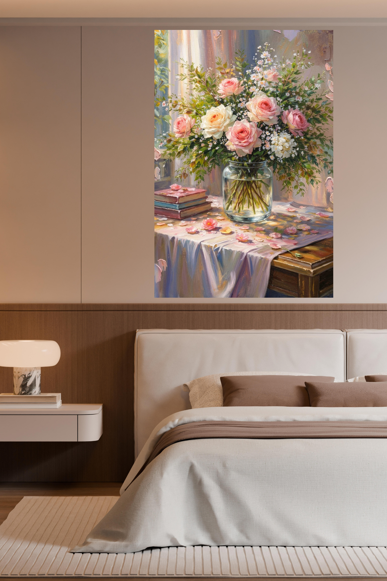 Soft Bouquets and Sunlight Serenity| Floral Print| Romantic Pink Roses in the Sunlight| Giclee Paper- Wood- Metal- Canva