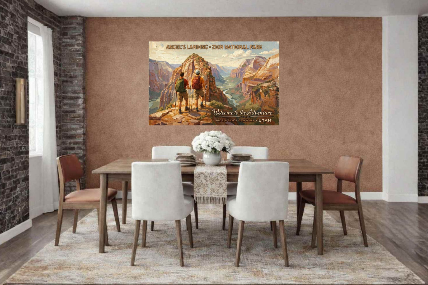 Angel's Landing, Zion National Park | Utah Travel Poster | Canyon Hiking Wall Art | Giclée Print on Paper, Canvas, Wood & Metal